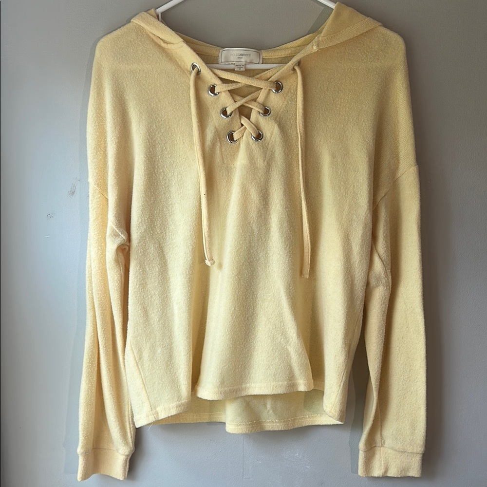 Yellow Lace-Up Hoodie